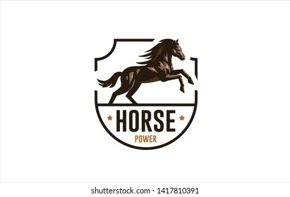 Horse image in classic minimal style. Badge Vector illustration.