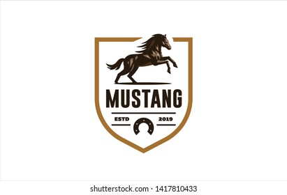 Horse image in classic minimal style. Badge Vector illustration.