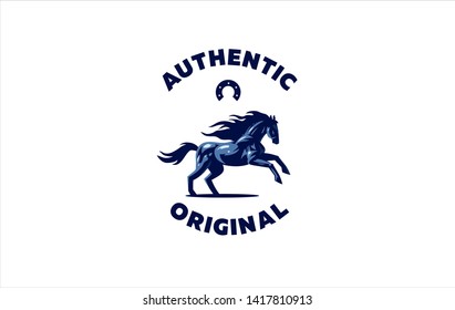 Horse image in classic minimal style. Badge Vector illustration.