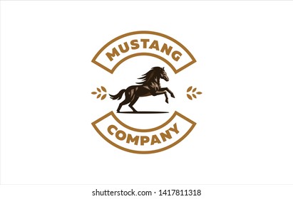 Horse image in classic minimal style. Badge Vector illustration.