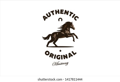 Horse image in classic minimal style. Badge Vector illustration.