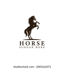 Horse image in classic minimal style. Badge Vector illustration.