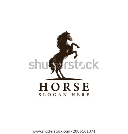 Horse image in classic minimal style. Badge Vector illustration.
