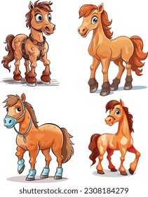 Horse isolated on a white background.Horse clip art set