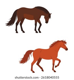 Horse isolated set hand drawn vector stock illustration