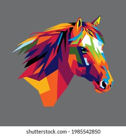 horse. isolated style horse head vector illustration. full color. suitable for screen printing t-shirts, posters, wall decorations. eps file