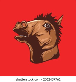 Caballo. Vector aislado sobre un fondo rojo. Bonito caballo. animal. Año del caballo. Horóscopo chino.