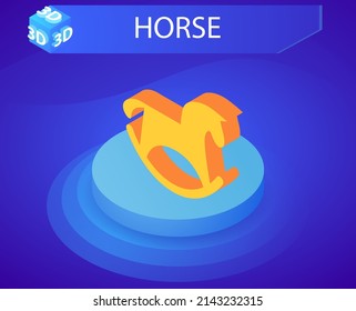 Icono de diseño isométrico del caballo. Ilustración web de vectores. 3.ª colorida concepción