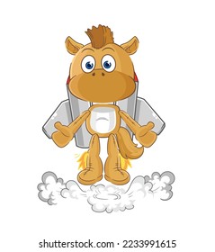 the horse with jetpack mascot. cartoon vector