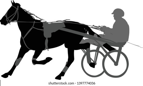 silueta de carreras de cascos de caballos y jockey - vector