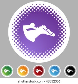 Horse jockey icon button isolated on a background.