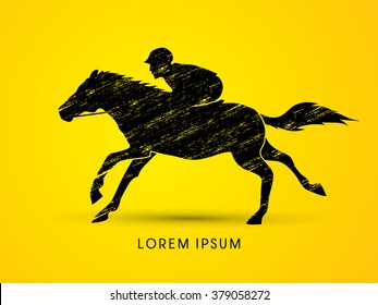 Horse with jockey, Horse racing designed using grunge brush graphic vector.