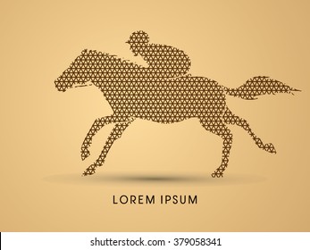 Horse with jockey, Horse racing designed using geometric pattern graphic vector.