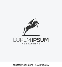 Horse Jockey Silhouette Logo Illustrations