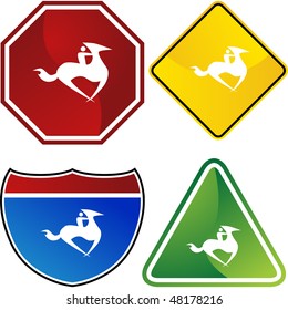 Horse jockey stick figure isolated web icon on a background.