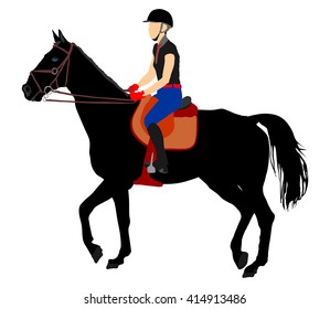 Horse and jockey vector isolated on white background.