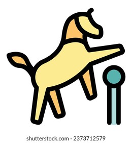 Horse jump icon outline vector. Jockey race. Sport derby color flat