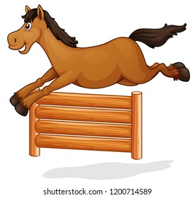 A horse jump on wooden fence illustration