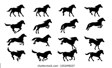 Horse jumping animation sprites as silhouette