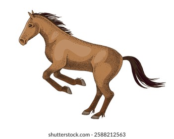 Horse jumping hand drawn vector illustration