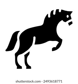 Horse jumping icon in solid style 