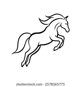 horse jumping of a line art vector