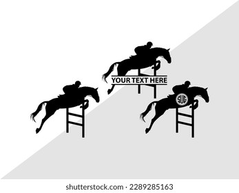 Horse Jumping Monogram, Horse Jumping Silhouette