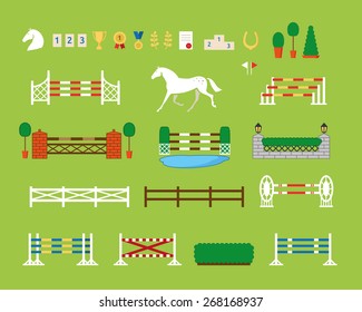 Horse jumping obstacle arena