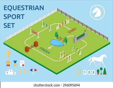 Horse Jumping Obstacle Green Arena