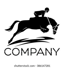 Horse jumping over obstacles logo