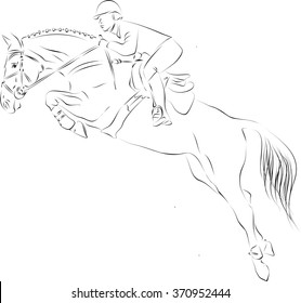 Horse jumping with a rider