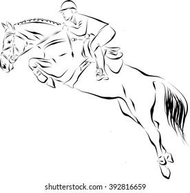 Horse jumping with a rider