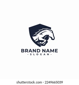 horse jumping from shield logo vector