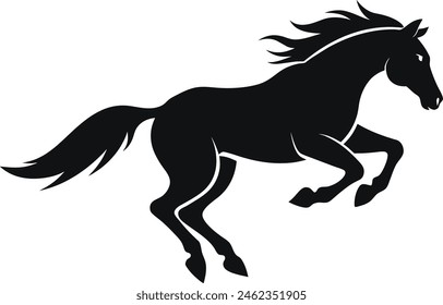 A horse jumping silhouette black vector artwork illustration