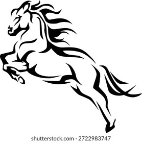 Cavalo pulando silhueta vetor preto