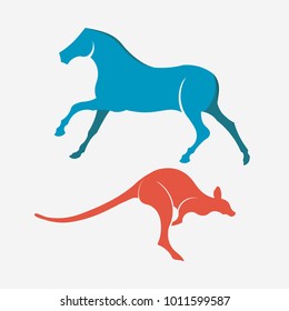Horse and Kangaroo running