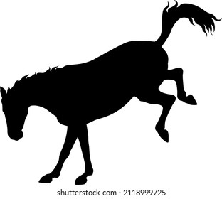 Horse Kicking Silhouette - Isolated on white background