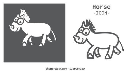 horse kid black white simple icon logo vector