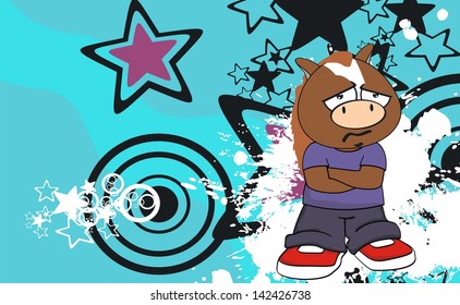 horse kid cartoon background in vector format very easy to edit