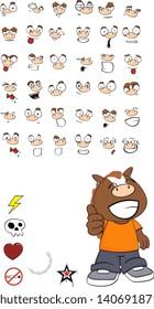 horse kid cartoon set in vector format very easy to edit