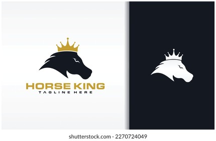 Horse king logo design with crown template