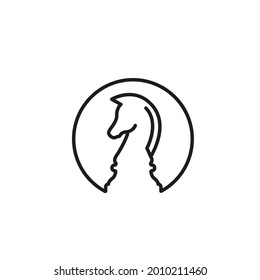 horse knight chess line  icon vector illustration design template