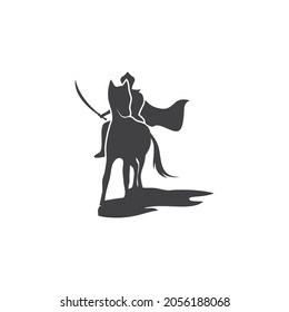 Horse knight hero logo vector design