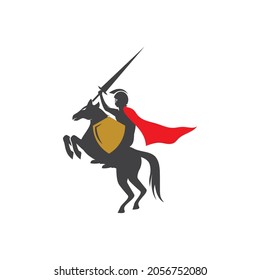 Horse knight hero logo vector design