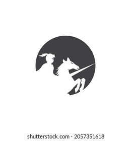 Horse knight hero logo vector design