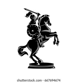 Horse Knight Illustration In Silhouette