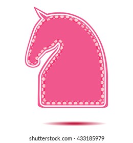 Horse label. Equestrian vector illustration. Pink color  isolated on white background
