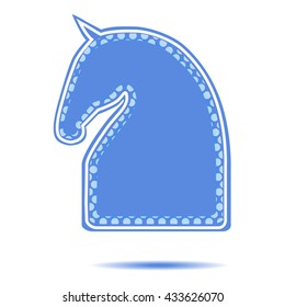 Horse label. Equestrian vector illustration.Blue color isolated on white background.