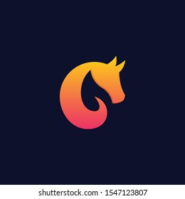 Horse With Leaf Space Design concept Illustration Vector Template. Suitable for Creative Industry, Multimedia, entertainment, Educations, Shop, and any related business