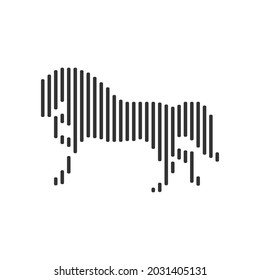 Horse Leg Lifted Black Barcode Line Icon Vector On White Background.